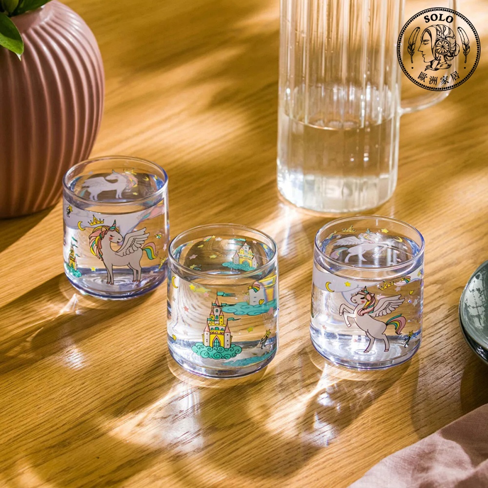 【SOLO Vintage】LCW Home 260ml Cute Unicorn Glass Cup Set of 3 Water Cup Juice Cup Made in Turkey, , large