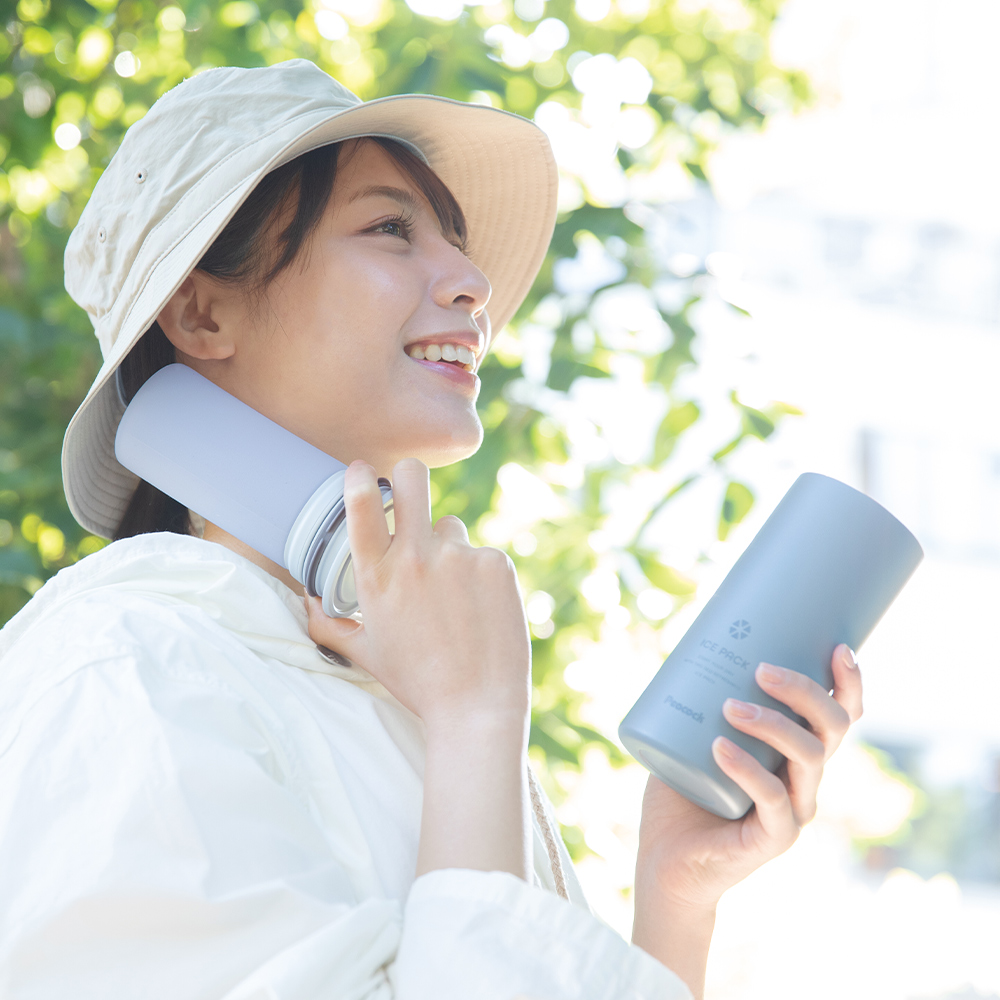 【日本孔雀Peacock】ICE PACK 戶外急速降溫 消暑神器 大容量 不鏽鋼杯+涼感冰柱 300ml鋼杯, , large