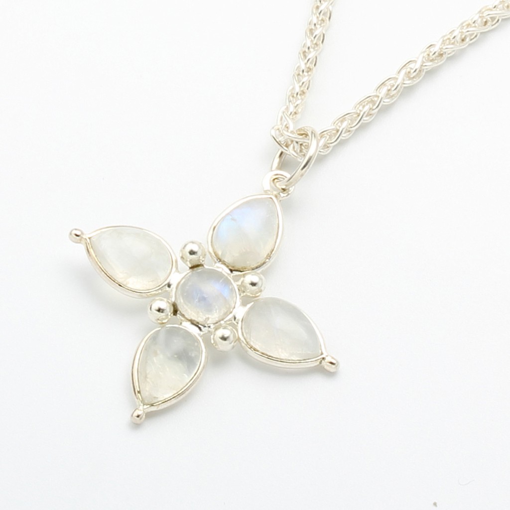 【Angel & Me】Elegant Cross Moonstone s925 sterling silver necklace birthday gift, , large