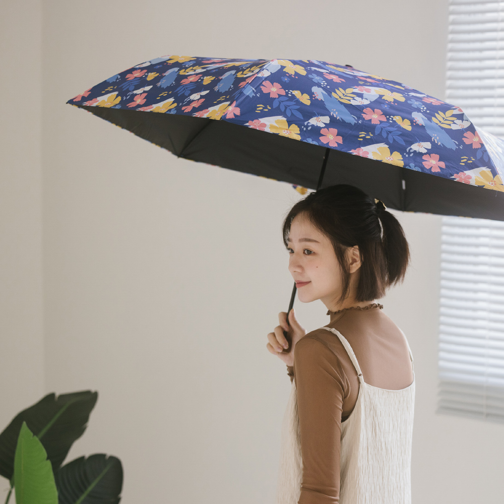 【rento】 碳纖輕量黑膠晴雨傘-花朝月夕, , large