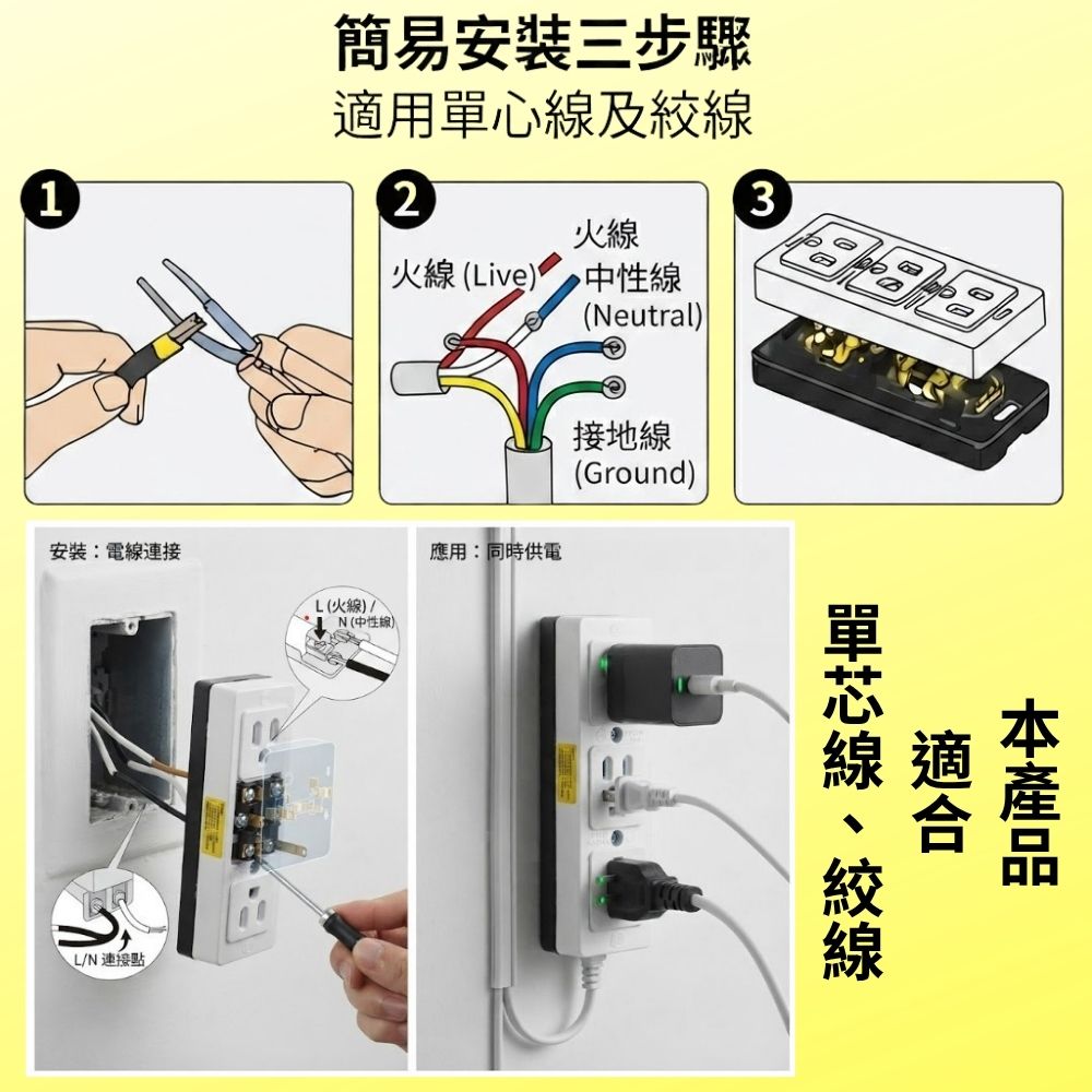 三聯明接插座【15A125V/帶接地】, , large