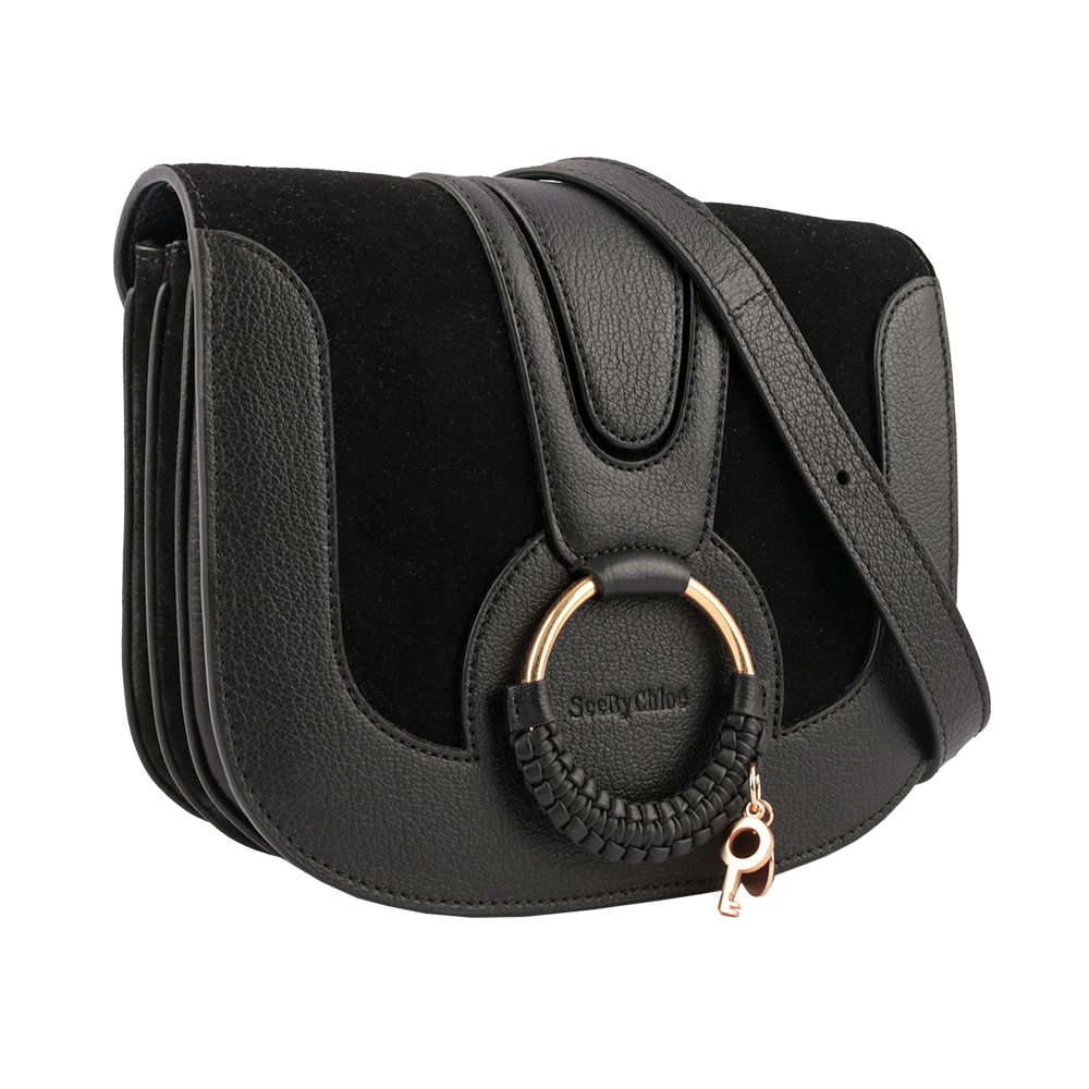 SEE BY CHLOE HANA bag 小型麂皮皮革斜背包/黑色, , large