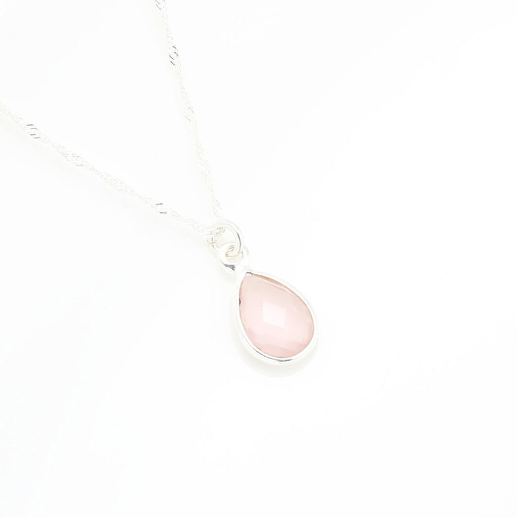 【Angel & Me】水滴 粉晶 (小) Rose Quartz s925 純銀 項鍊 禮物, , large