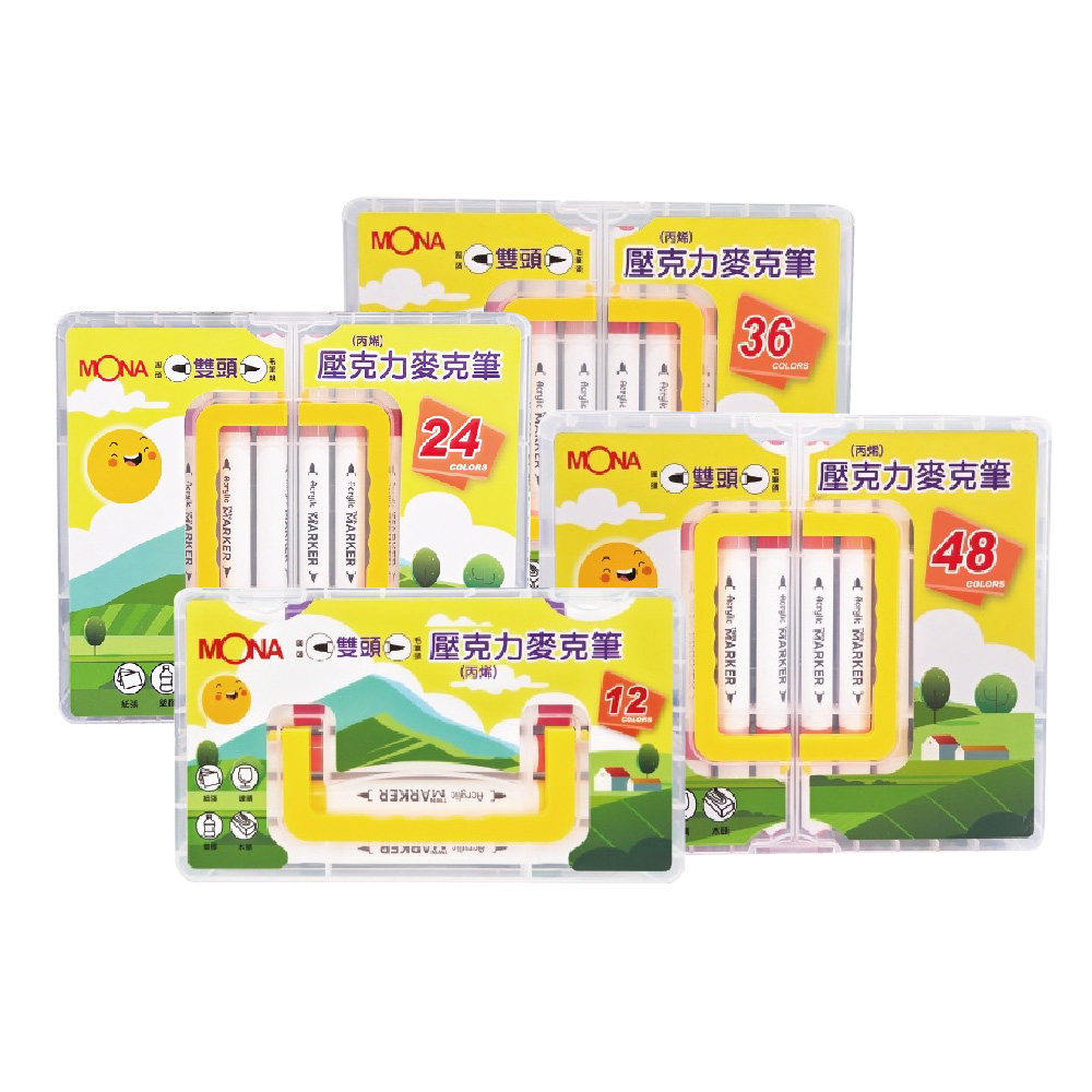 MONA 雙頭 壓克力 丙烯 壓克力 麥克筆 12/24/36/48色 /組 44965系列 TW-12 TW-24 TW-36 TW-48, , large