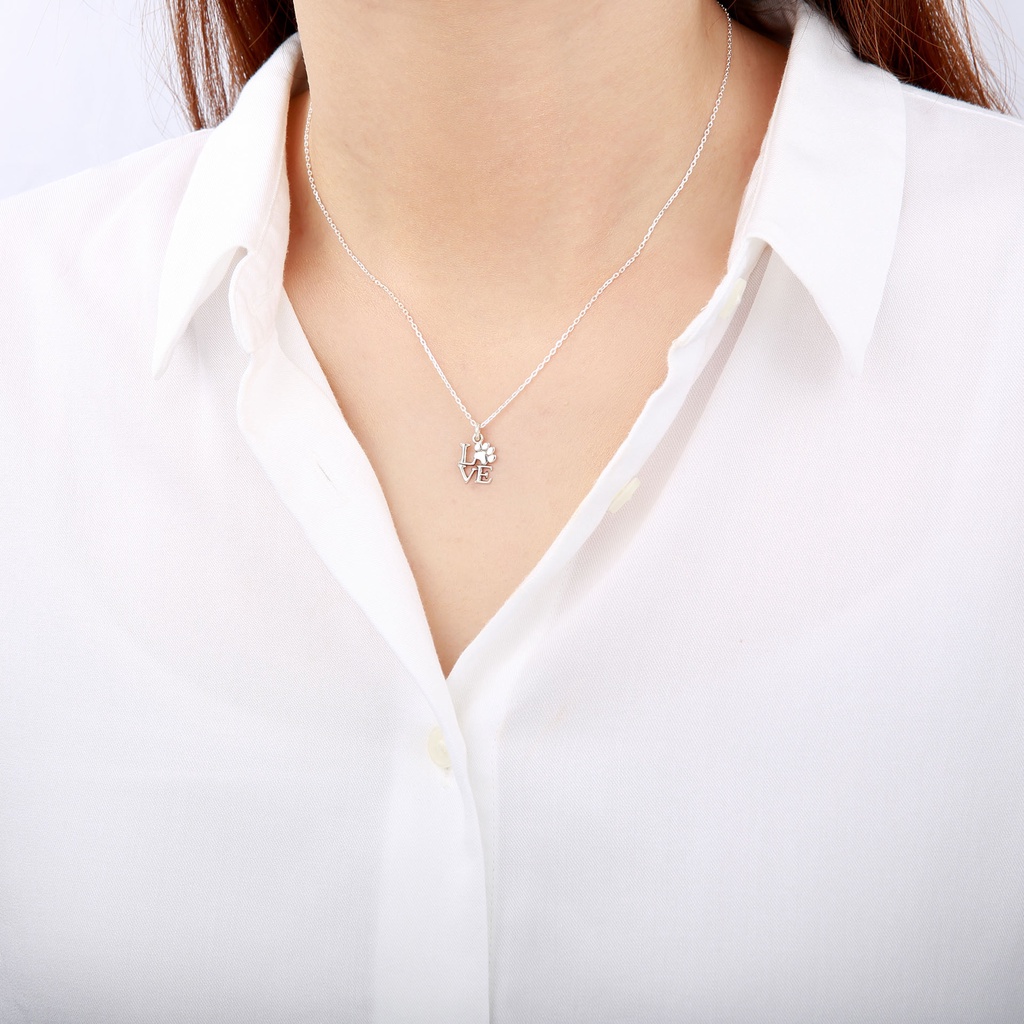 【Angel & Me】Love Cat Dog Paw s925 sterling silver necklace Christmas gift, , large