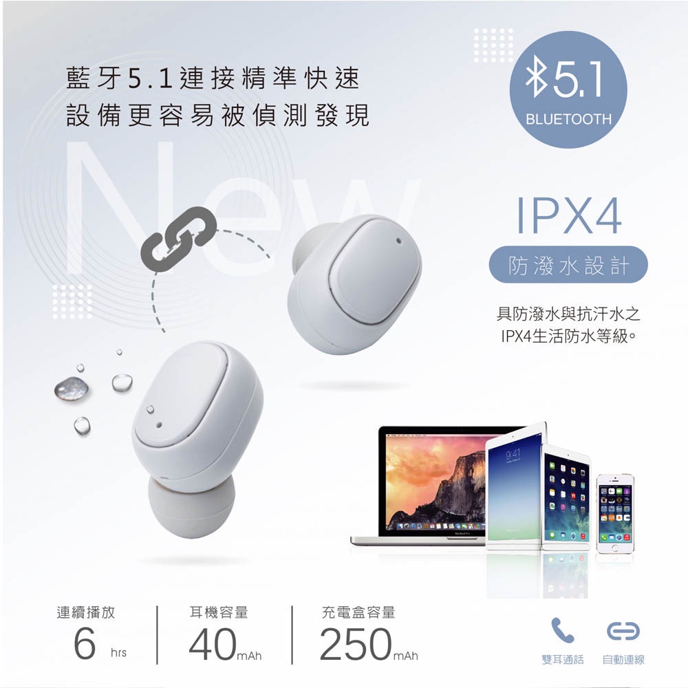 RASTO RS30 Aesthetic Battery Display True Wireless Bluetooth 5.1 Headphones - LED Battery Display and IPX4 Waterproof Design, , large