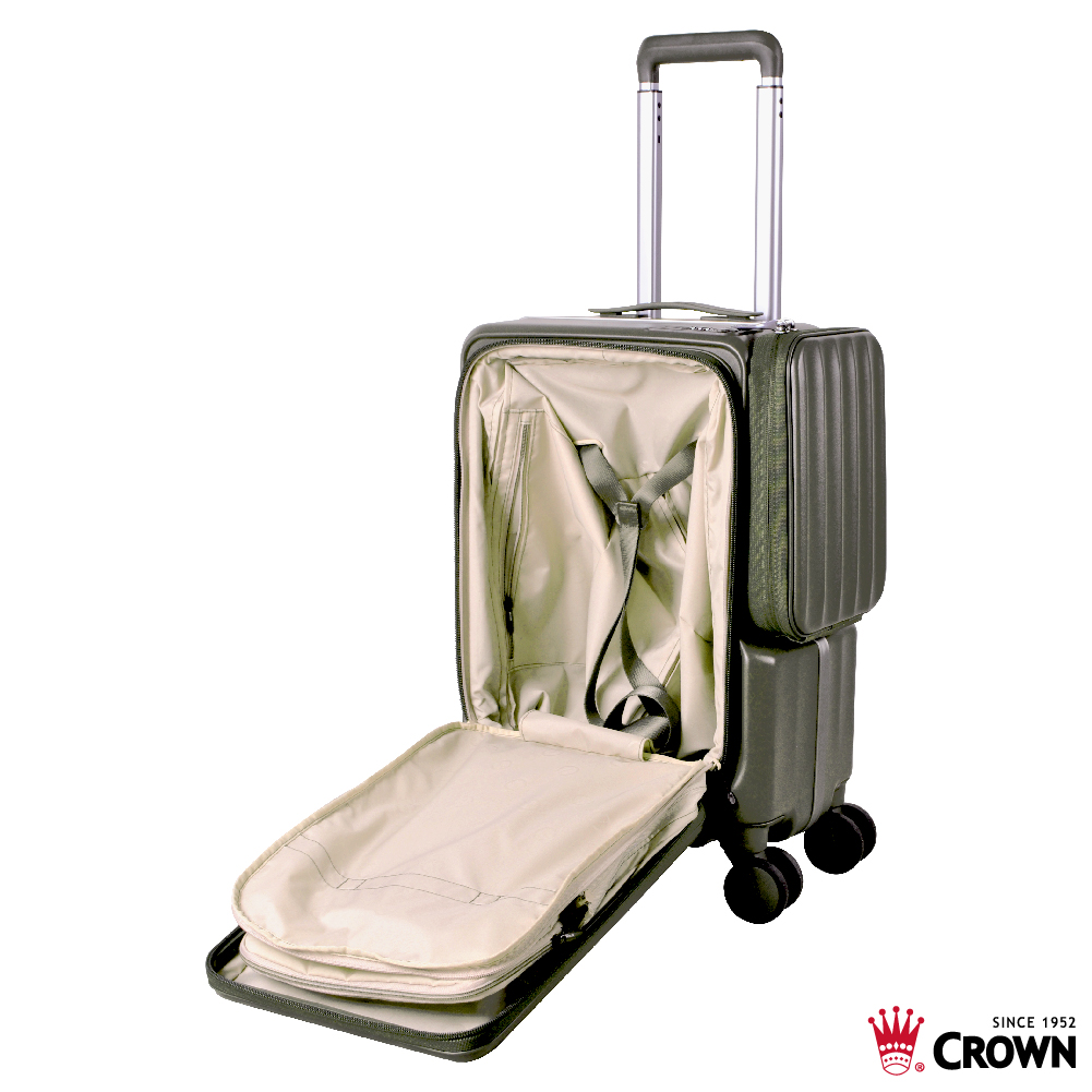 【CROWN】WAVE 19.5吋前開式側袋磁吸登機箱-森林抹茶, , large