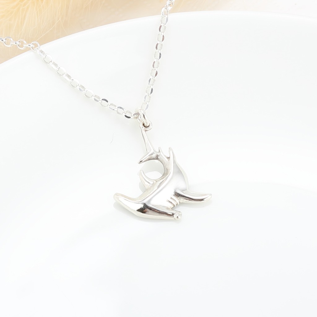 【Angel & Me】Hammerhead shark s925 sterling silver necklace Birthday gift, , large