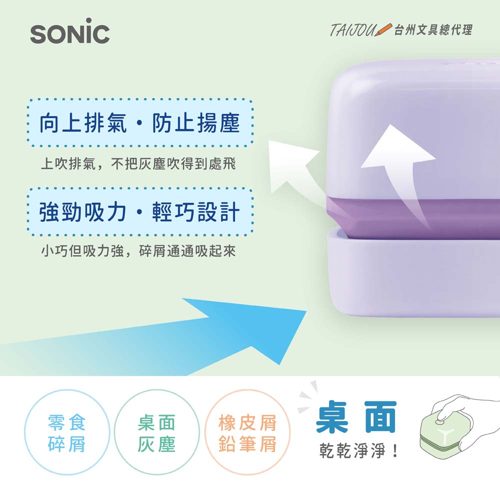 【龍品文創】SONIC UL-7592 莫蘭迪方形吸塵器-粉紅-本商品不附電池, , large