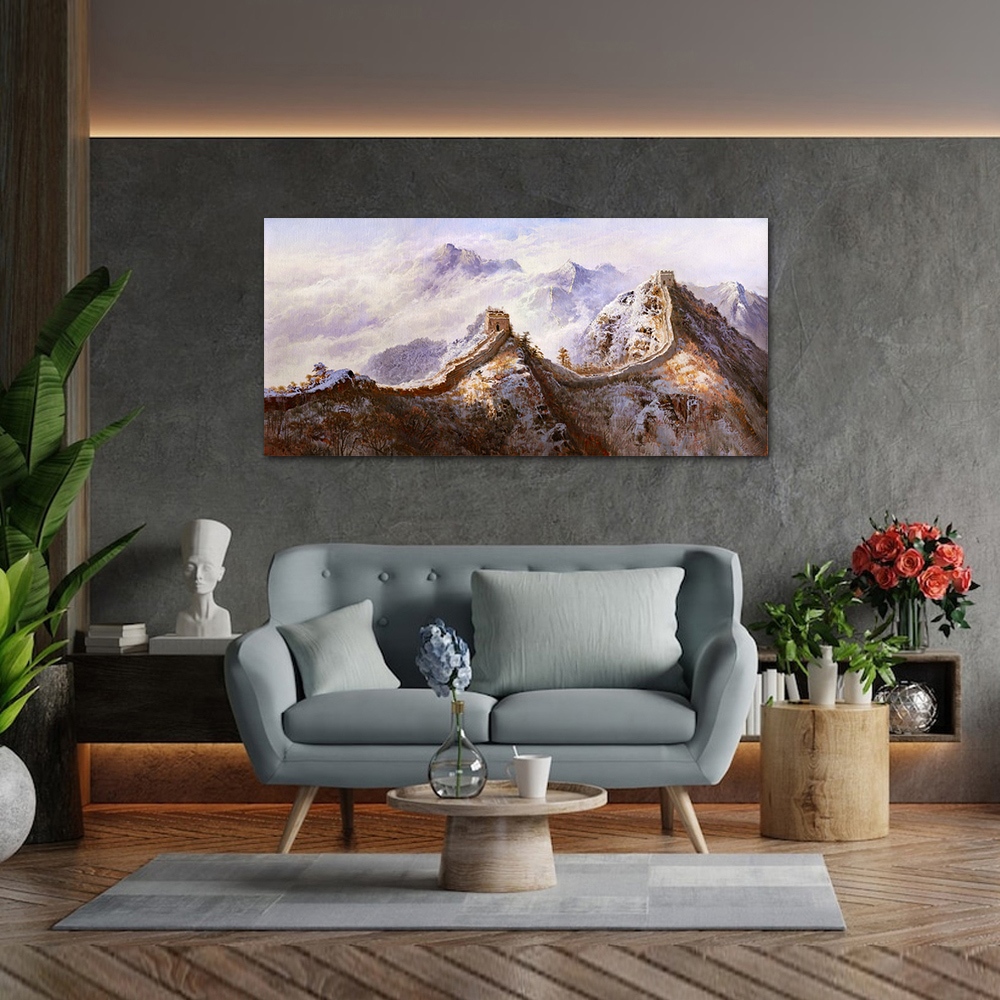 【御畫房】萬里長城 國家一級畫師手繪油畫60&times;120cm(VF-112), , large