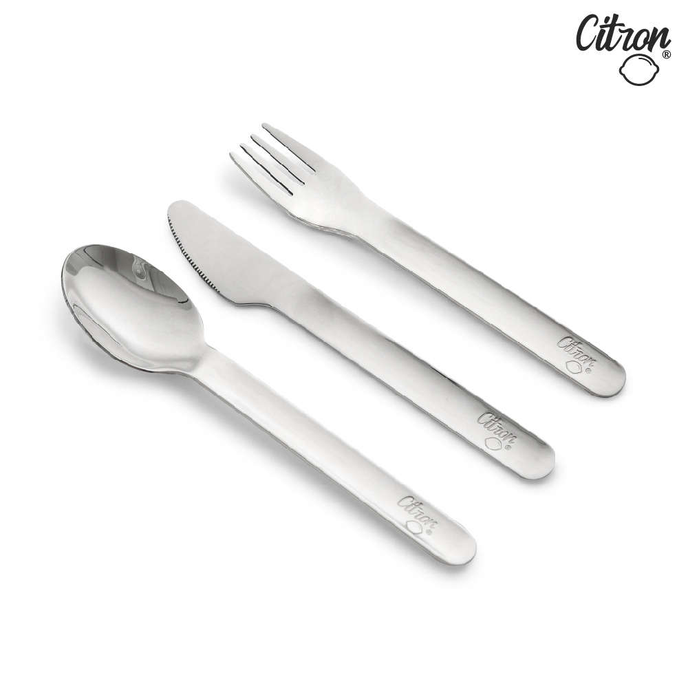官方直營【Citron】兒童餐具隨行組_森林綠 (含刀、叉、湯匙、多功能矽膠袋), , large