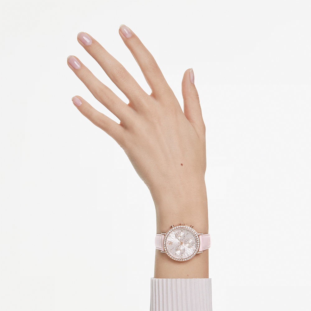 SWAROVSKI 施華洛世奇 Matrix Tennis Chrono 水晶三眼計時手錶 女錶36mm(569830), , large