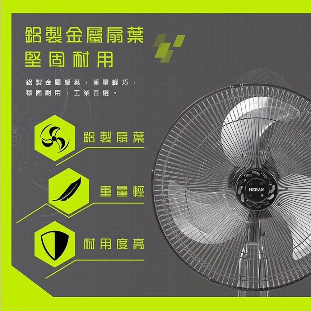 HERAN 禾聯 18吋 台灣製造 金屬底座工業扇 桌扇 HAF-18SH32D, , large