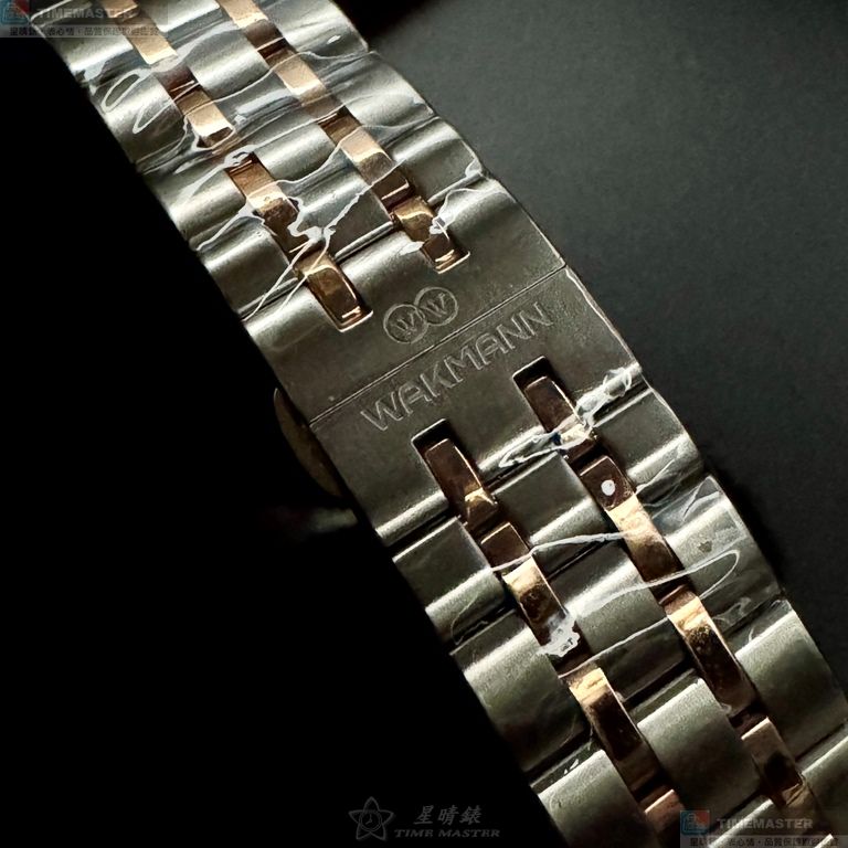 [星晴錶業]WAKMANN手錶,42mm,WA00047黑色錶面銀錶殼金銀相間精鋼錶帶款, , large