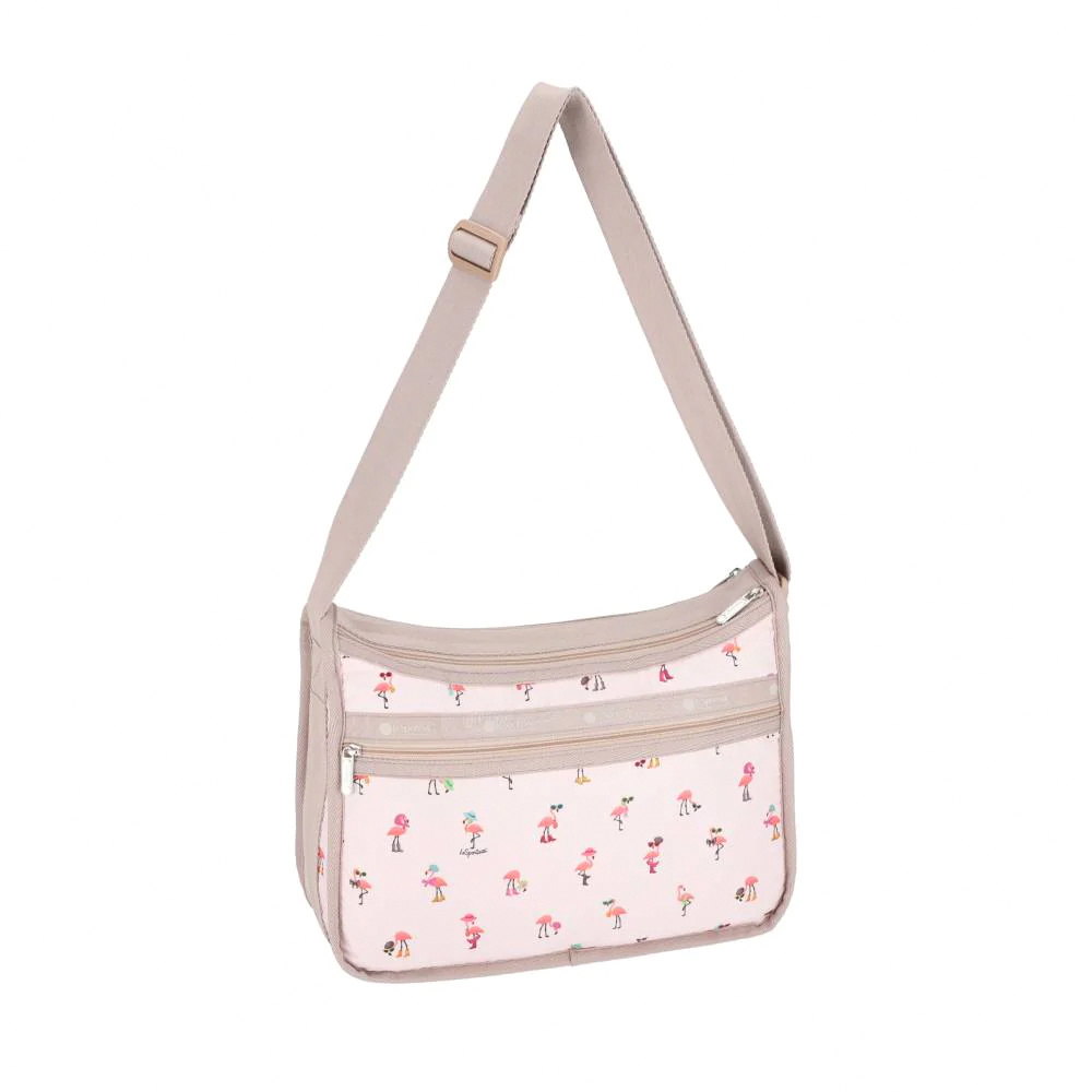 Lesportsac Deluxe Everyday Bag 經典斜背包 側背包 通勤旅行包 女包 男包(紅鶴海島派對), , large