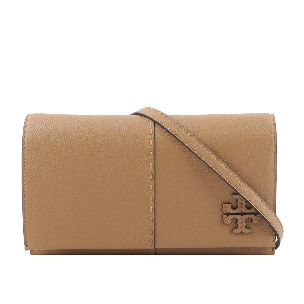 TORY BURCH McGRAW 鵝卵石皮革皮夾式斜背包/提拉米蘇, , large