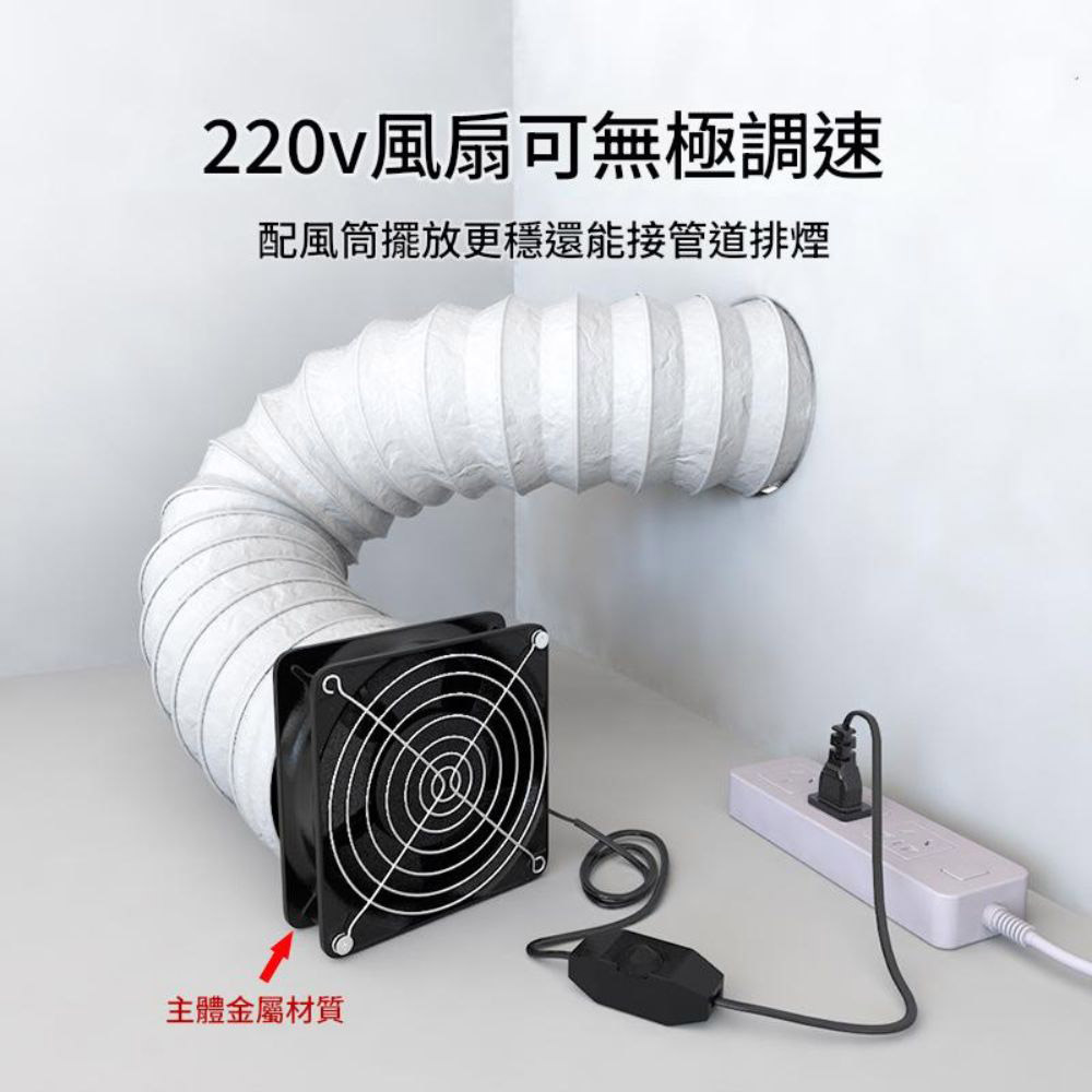 空氣循環12cm機箱風扇-1風扇+2金屬網罩+調速器+配件+螺絲, , large