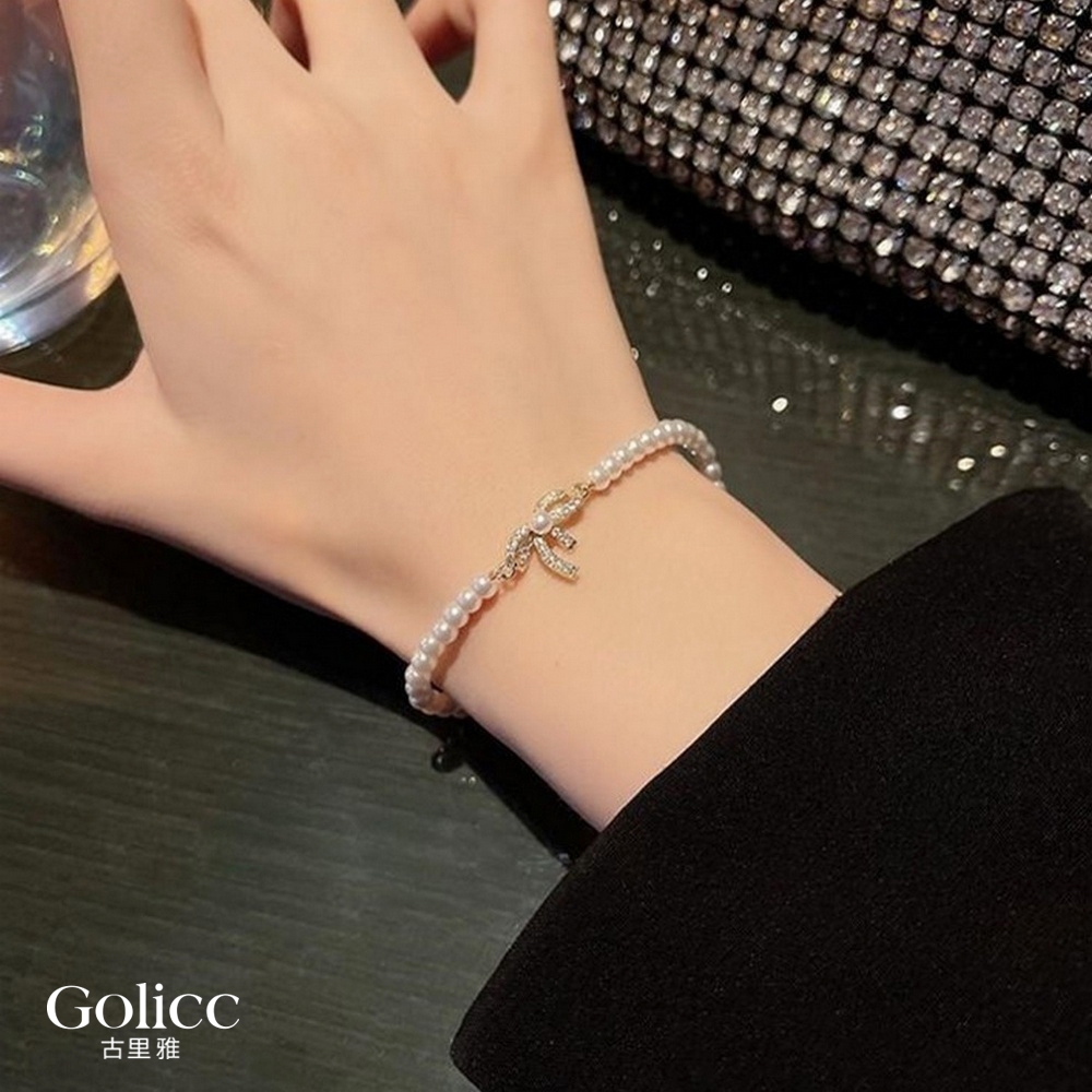 【Gulicc】古莉可 手鍊 輕奢蝴蝶結珍珠手鍊, , large