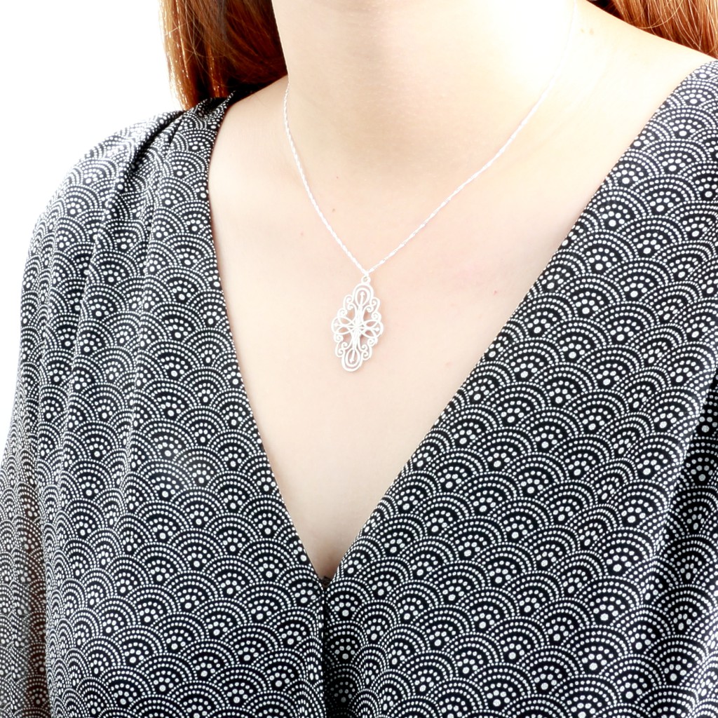 【Angel & Me】Secret Garden Filigree s925 sterling silver necklace gift, , large