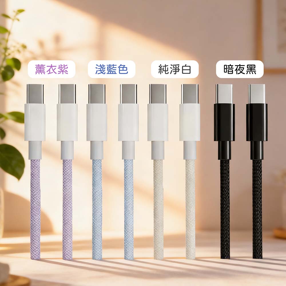 【山水之寶】Type-C to Type-C 100cm/200cm 60WPD快充經典編織快速充電傳輸線 充電線材蘋果/安卓均適用, , large