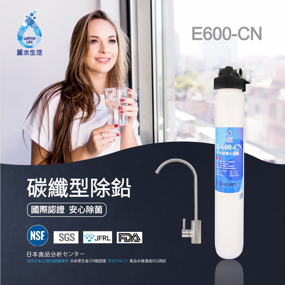 【麗水生活】日本GE600-CN-碳纖型除鉛過濾器 除鉛功能-抑制細菌 過濾器淨水器, , large