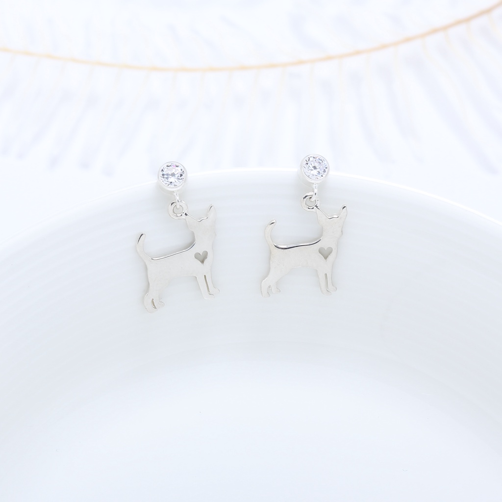 【Angel & Me】Chihuahua Dog s925 sterling silver earrings birthday christmas gift, , large