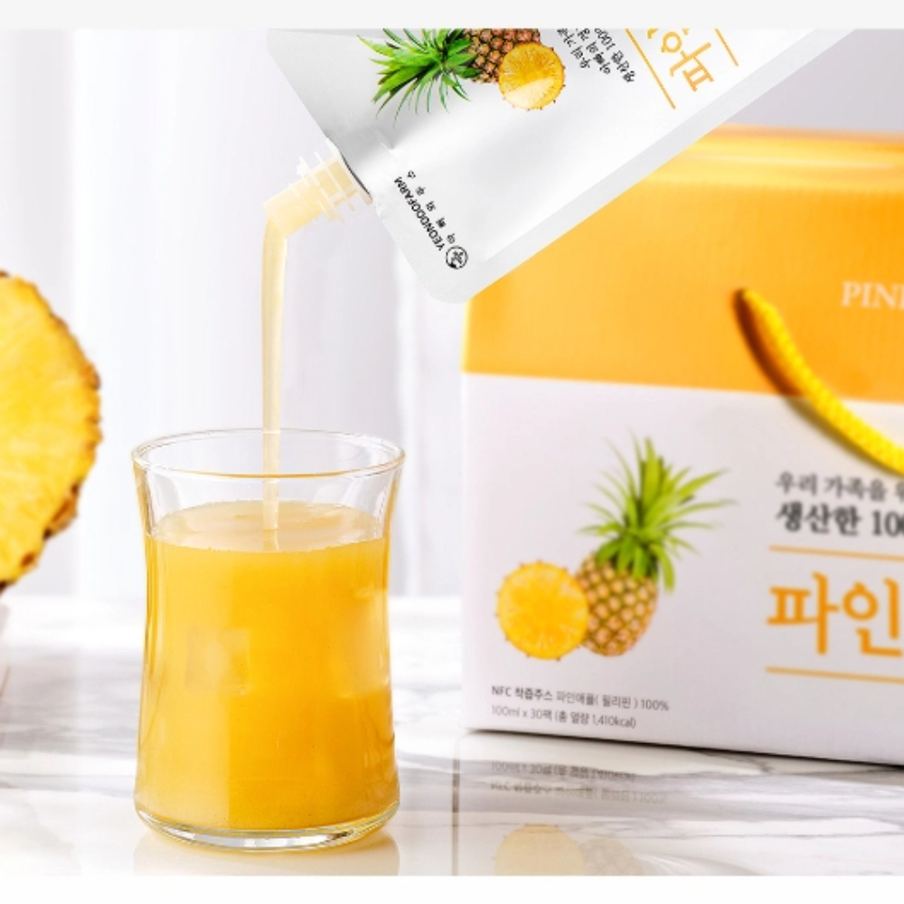 【韓國YEONDOOFARM妍杜農場】NFC 100% 鳳梨原汁禮盒組 (100ml &times; 30包), , large