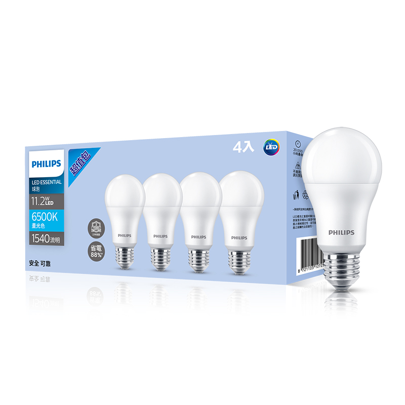 飛利浦11.2W LED球泡四入超值包, , large