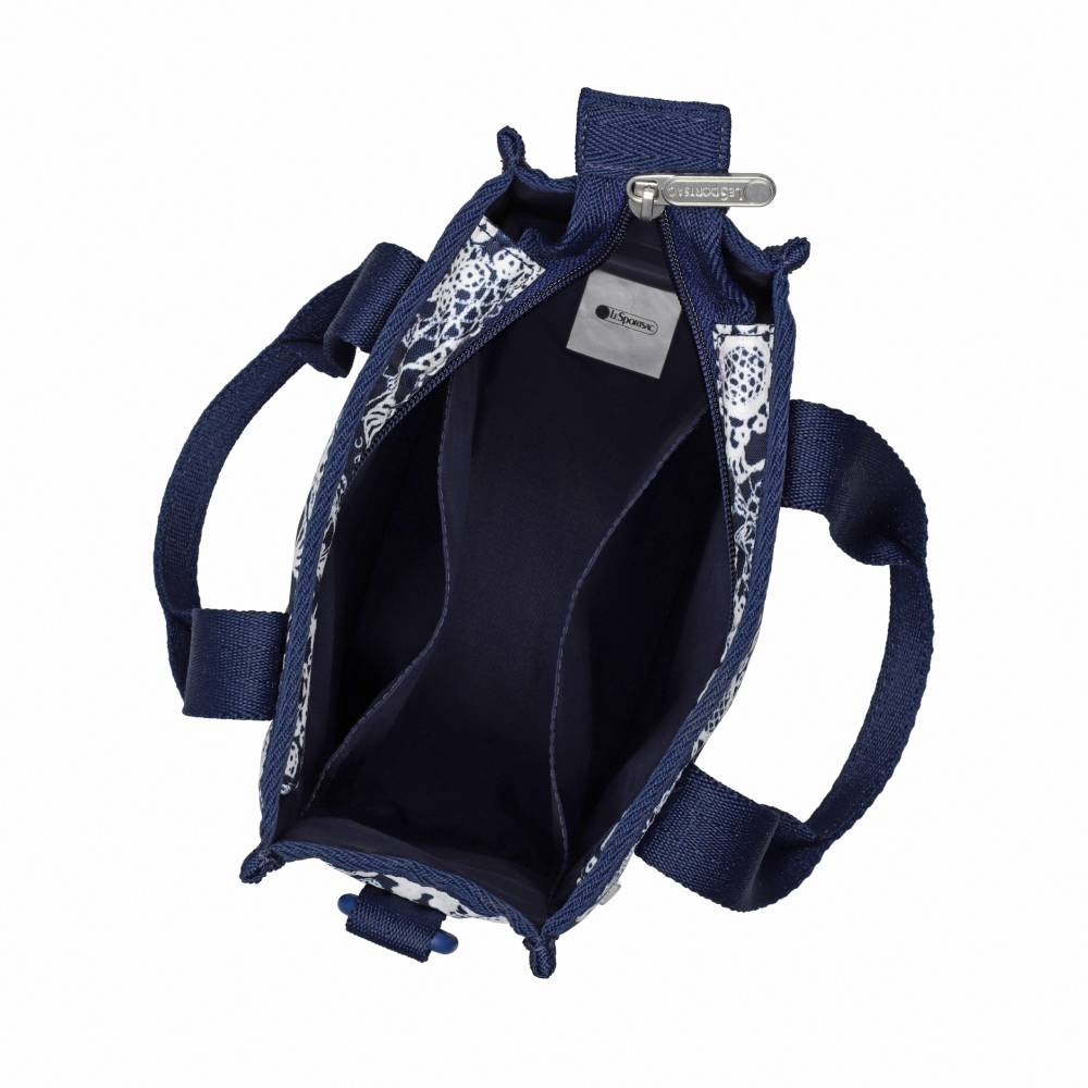Lesportsac Mini N/S Tote 迷你方型托特包 通勤隨身包 肩背手提袋 手機包 送禮 禮物 女包(復古蕾絲花卉), , large