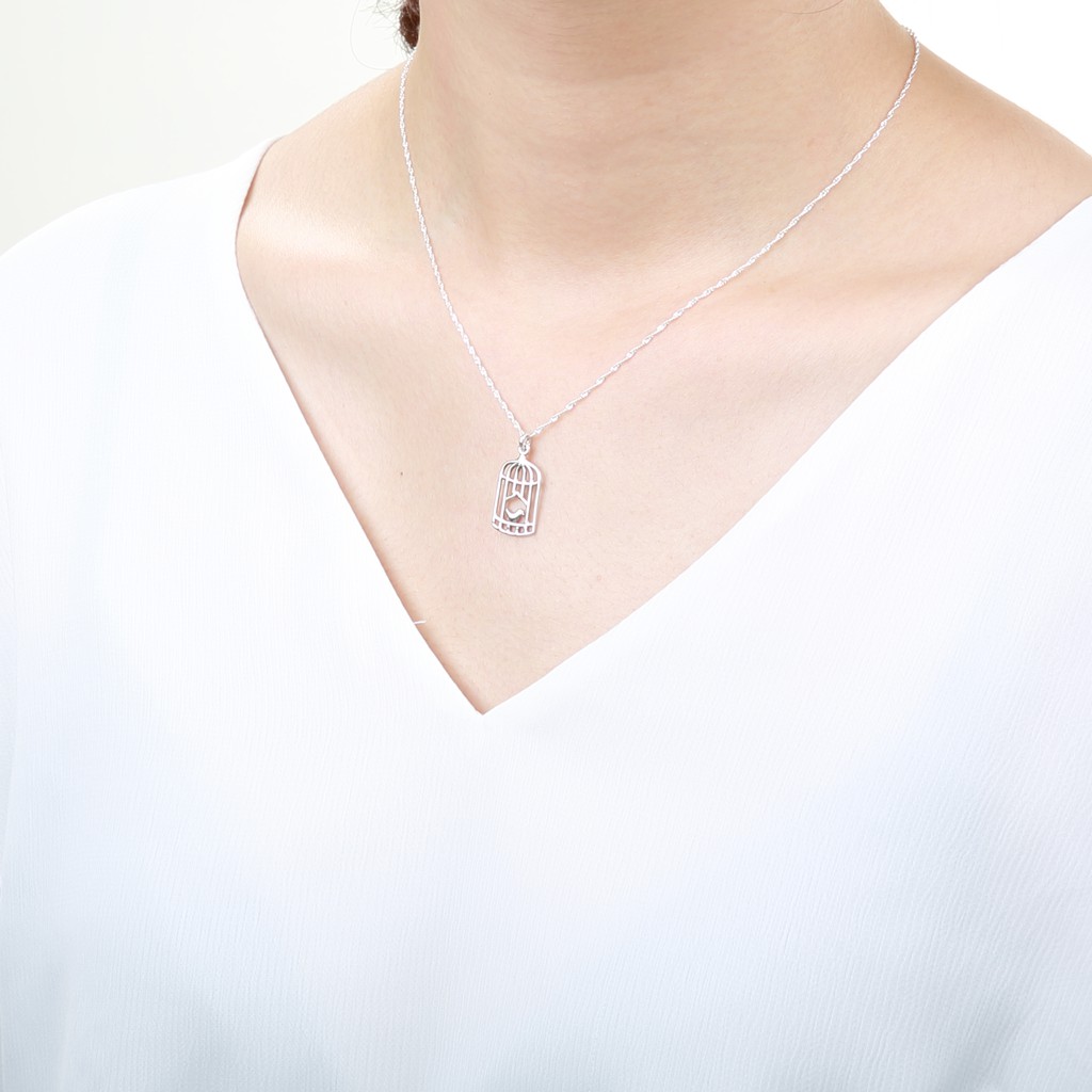 【Angel & Me】Bird in a cage s925 sterling silver necklace Valentine Day gift, , large