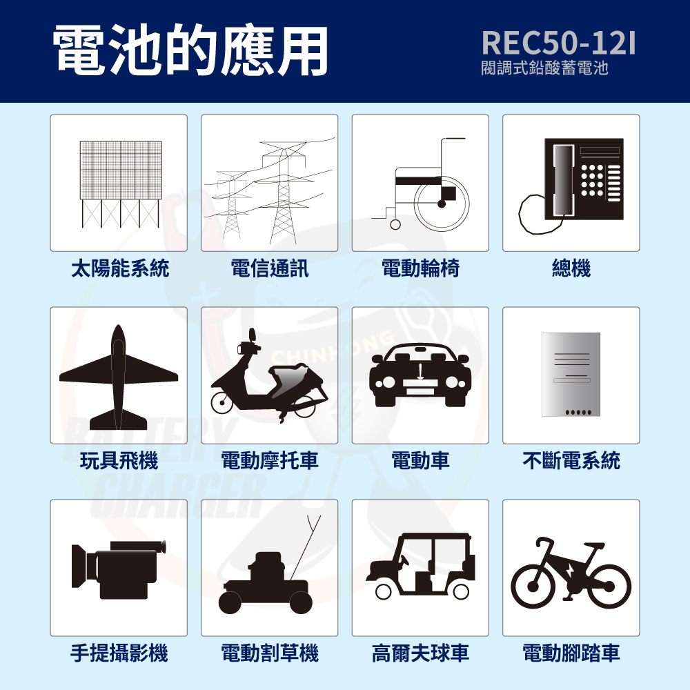 【YUASA】REC50-12鉛酸電池12V50Ah~電動車電池 釣魚電池 捲線器 UPS 緊急照明裝置 電動工具 深循環電池, , large