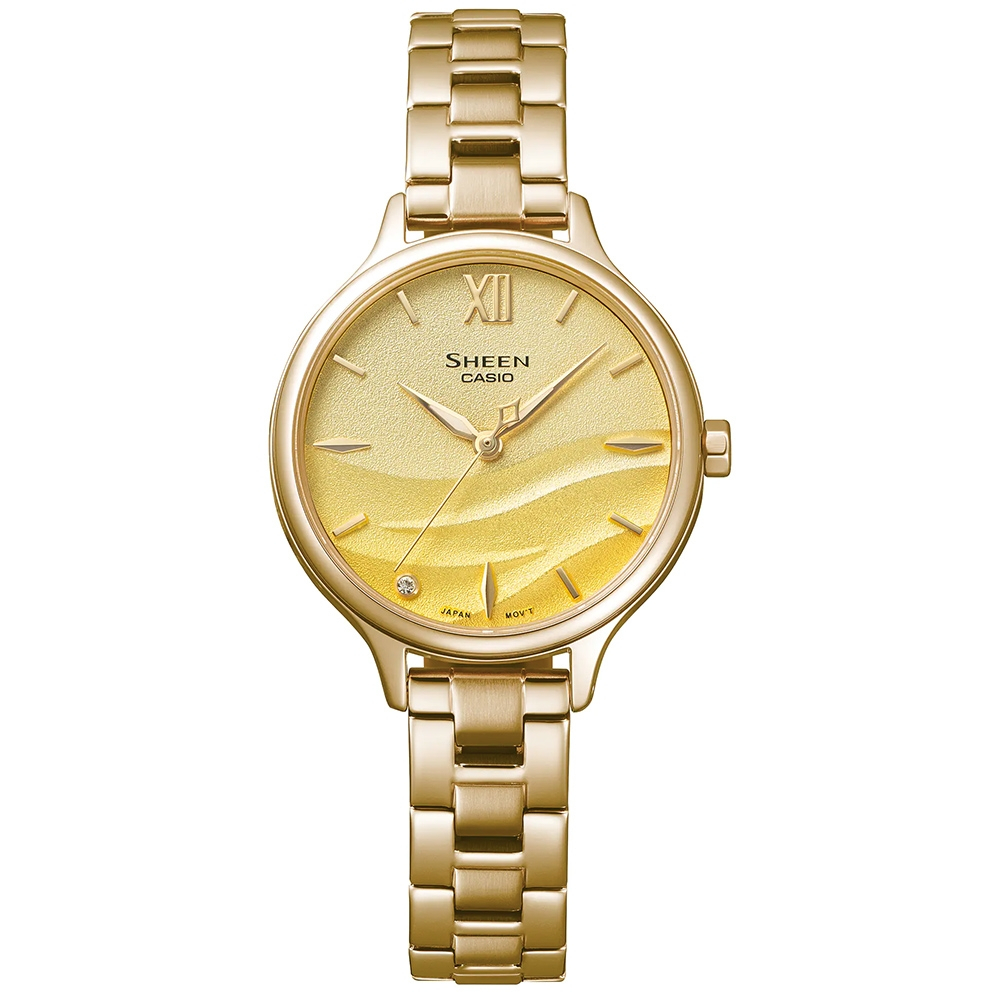 CASIO 卡西歐 SHEEN 海浪漸層女錶-金 SHE-4550G-9A, , large