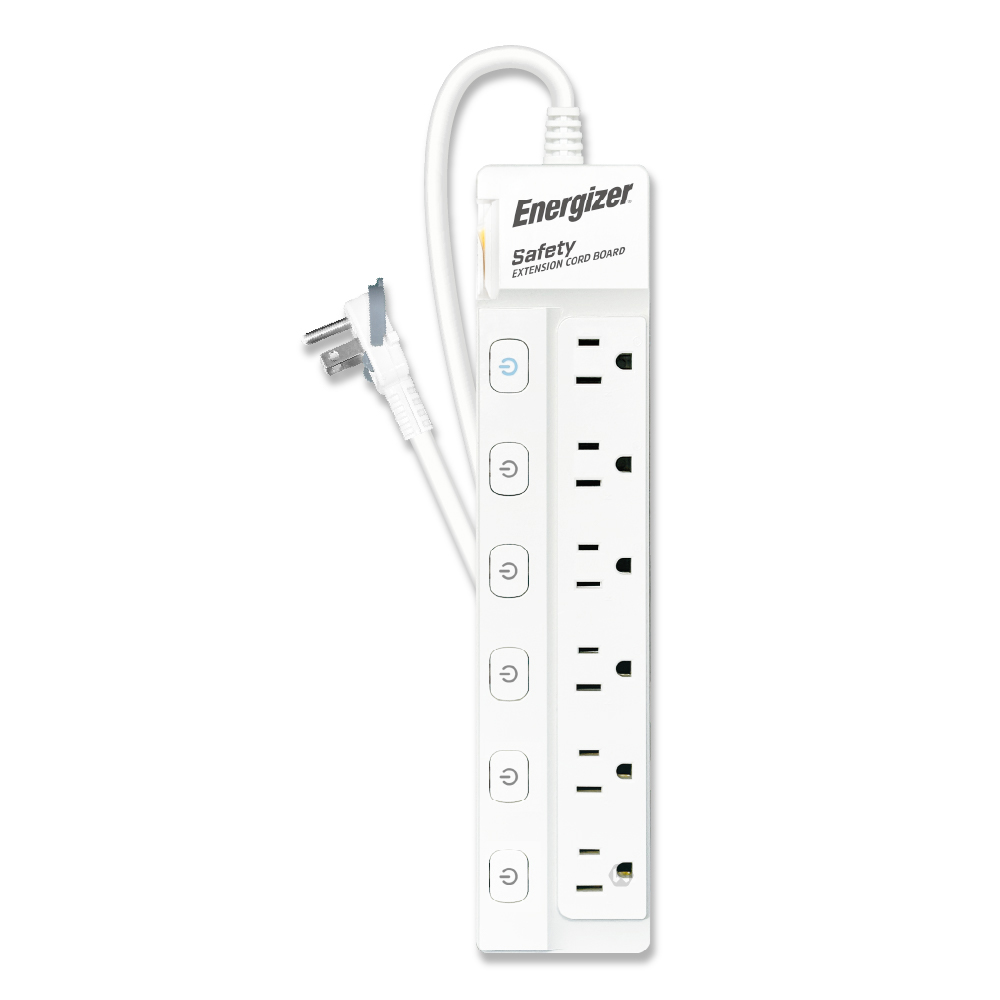 ENERGIZER Push-button extension cord, 7-hole, 3-hole, 6-socket, 1.8m EPB-736L6, , large