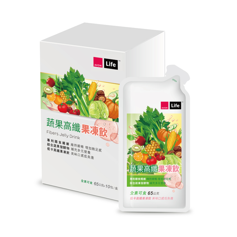 AVON雅芳-康采蔬果高纖果凍飲 65公克x10包, , large