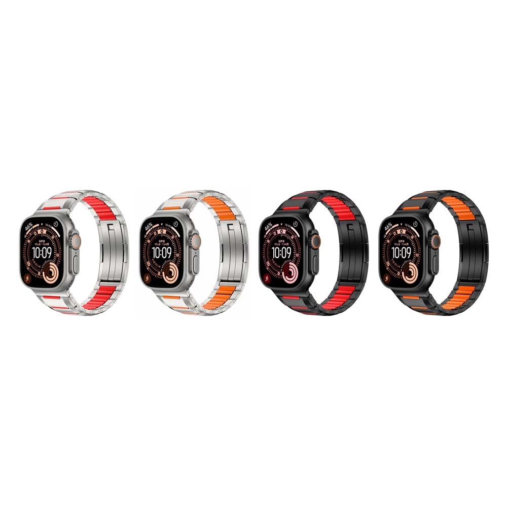 【山水之寶】Apple Watch 44/45/49/S10 46/S11 46mm錶帶鈦原系列弧形雙色典藏不鏽鋼錶帶 附SIM卡針, , large