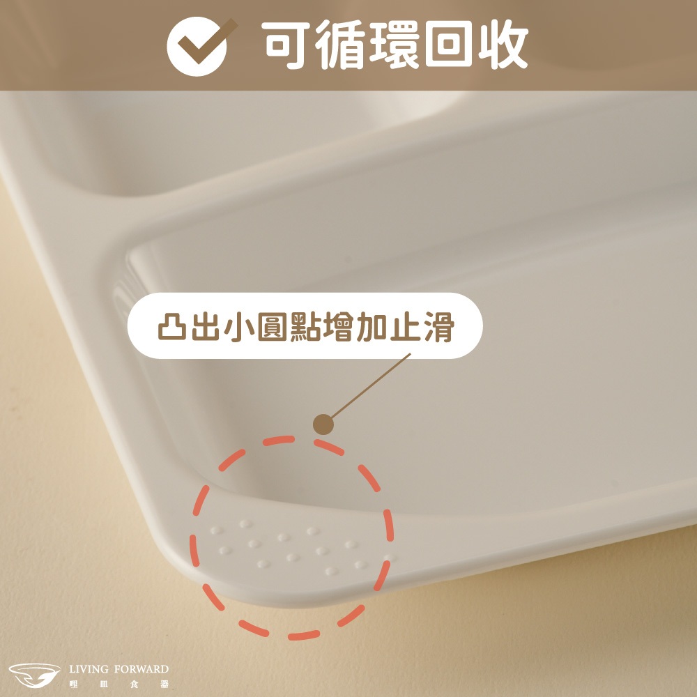 【哩皿食器】台灣製  食品級Tritan 五格餐盤(白), , large