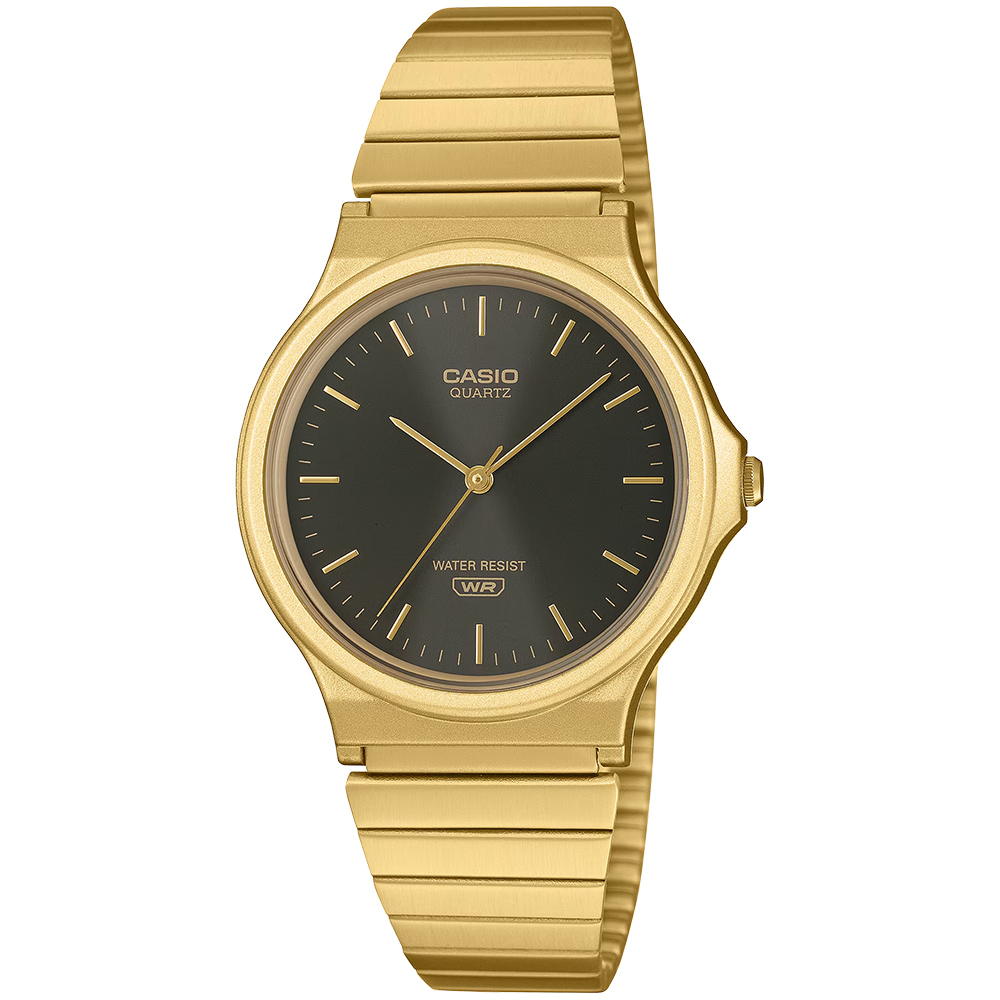 CASIO 卡西歐 經典指針不鏽鋼錶帶手錶-黑x金 學生錶 考試錶 女錶 送禮 禮物 推薦(MQ-24GA-1A), , large