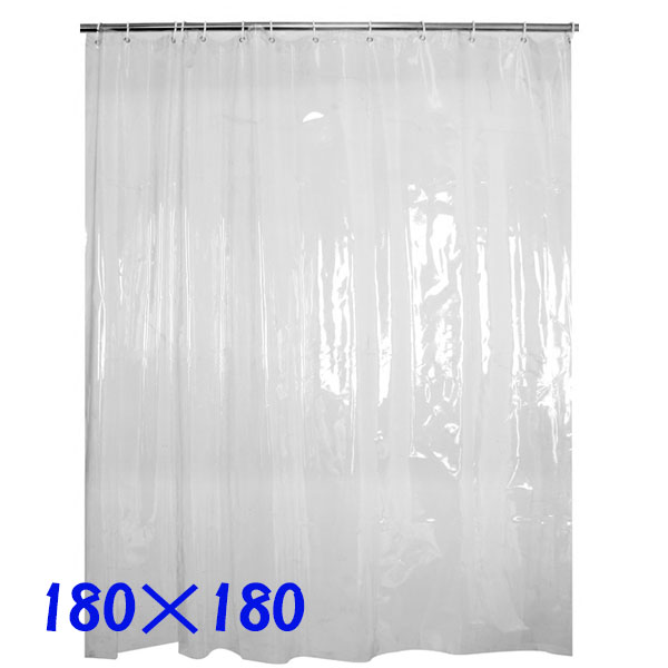 180&times;180mm PEVA Transparent Plain Waterproof Shower Curtain with Metal Buttonholes, , large