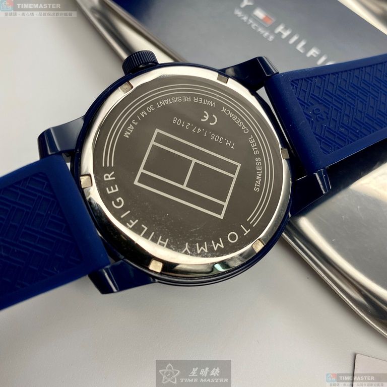 [星晴錶業]TommyHilfiger手錶,42mm,TH00035寶藍色錶面寶藍錶殼寶藍矽膠錶帶款, , large