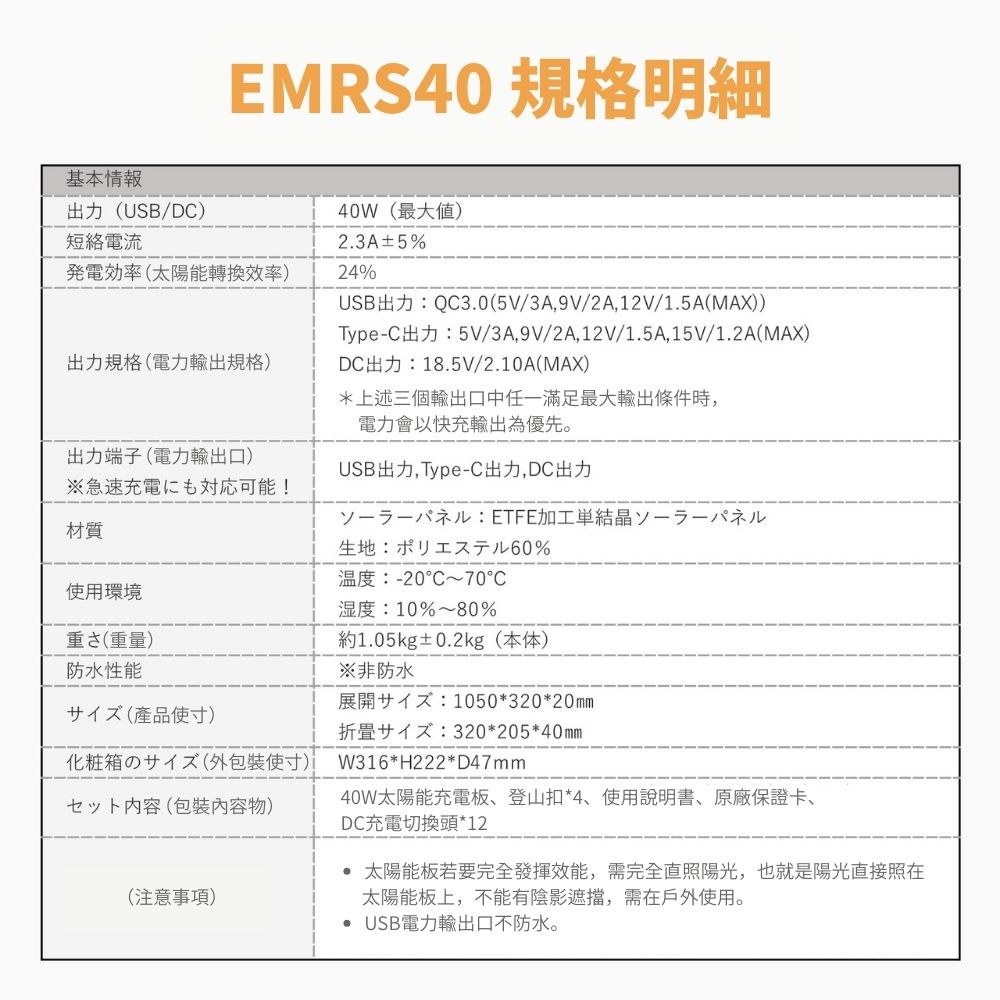 【MIRENEX】emirai EMRS40｜高機動40W 折疊式冒險太陽能板, , large