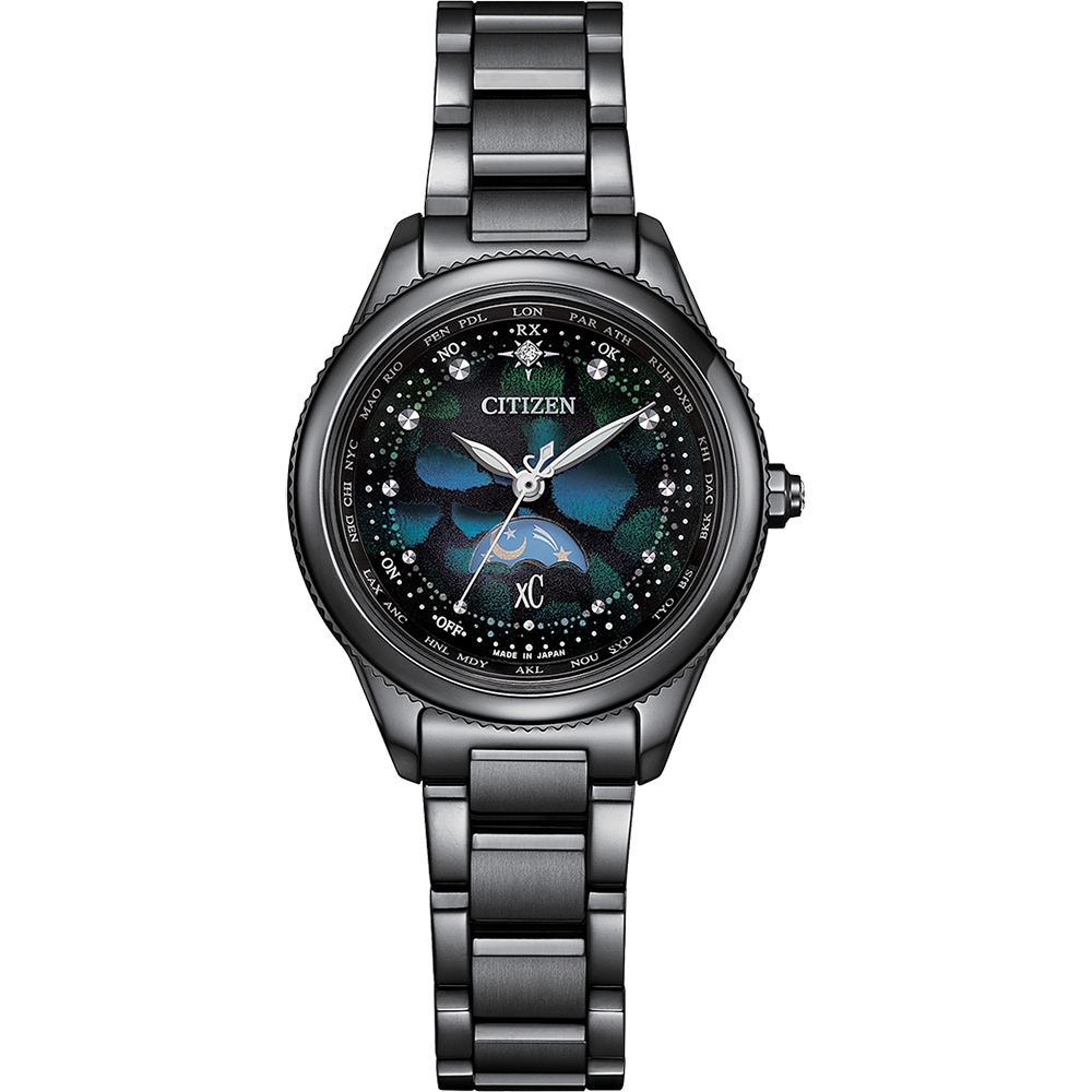 CITIZEN 星辰 100週年限量宇宙幻彩 xC 鈦金屬光動能電波女錶 EE1008-56E, , large