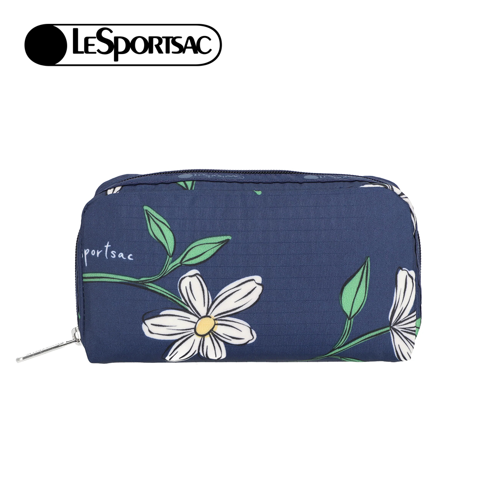 Lesportsac Rectangular Cosmetic 長形化妝包 盥洗包 收納包 女包(海軍藍花卉), , large