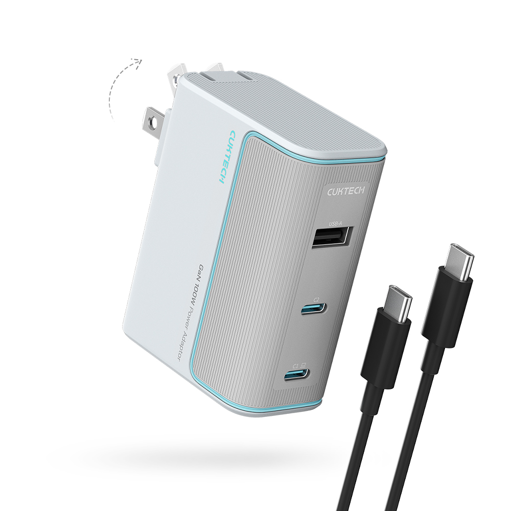 CUKTECH 酷態科 100W GaN 10號氮化鎵 充電器 2C1A PD快充 筆電 手機 (AD1003US) - 銀白, , large