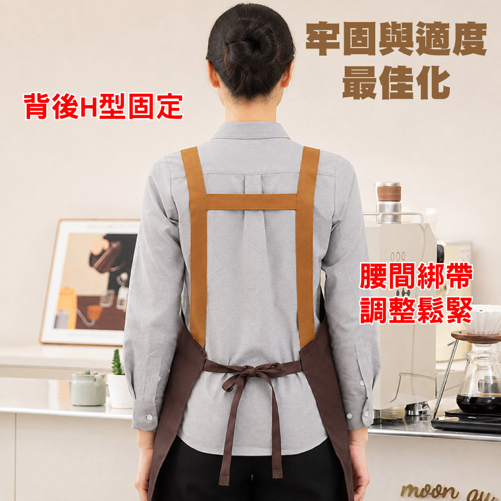 LASSLEY 工裝尼防水圍裙(廚房必備 可水洗 防油 抗污 防髒 抵擋油汙 餐飲 工作服 圍腰), , large