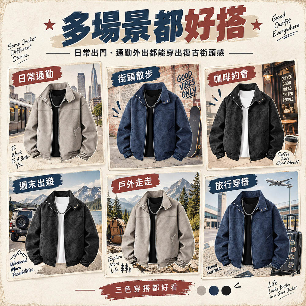 【CITY STAR】老派街頭美式外套 復古休閒翻領飛行夾克 男款皮衣, , large