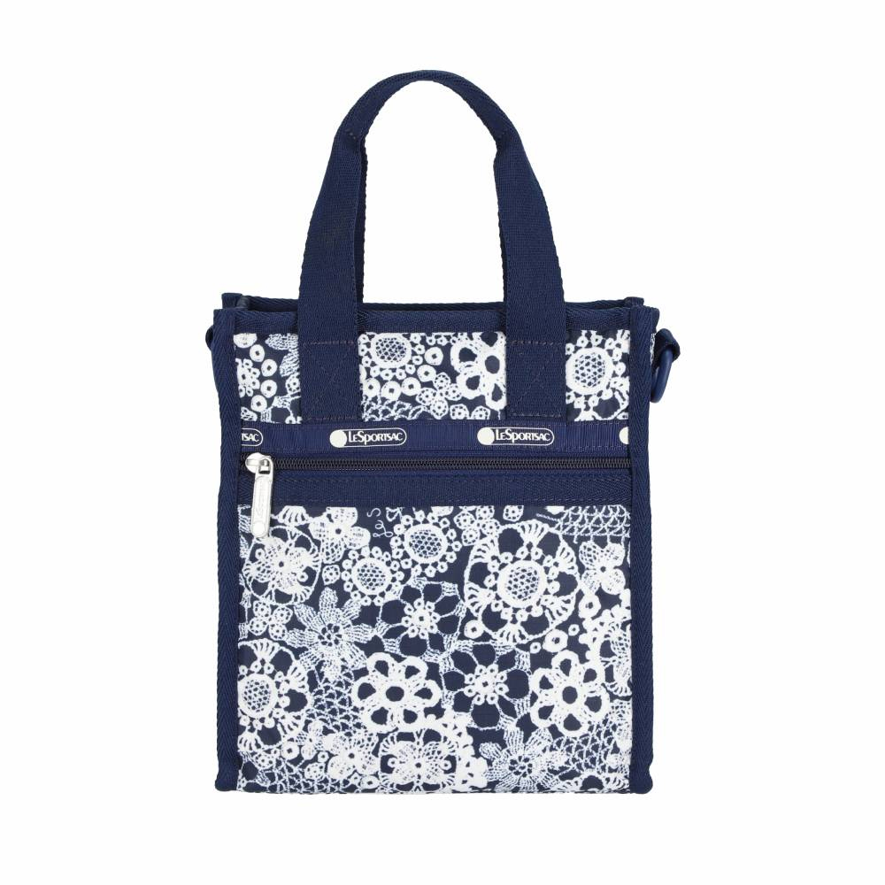 Lesportsac Mini N/S Tote 迷你方型托特包 通勤隨身包 肩背手提袋 手機包 送禮 禮物 女包(復古蕾絲花卉), , large