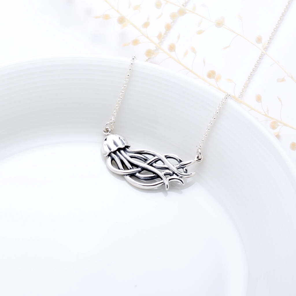 【Angel & Me】Jellyfish s925 sterling silver necklace Birthday Valentine Day gift, , large