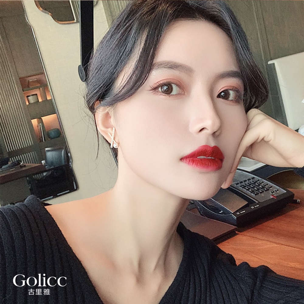 【Gulicc】古莉可 耳環  X字母 珍珠耳飾, , large