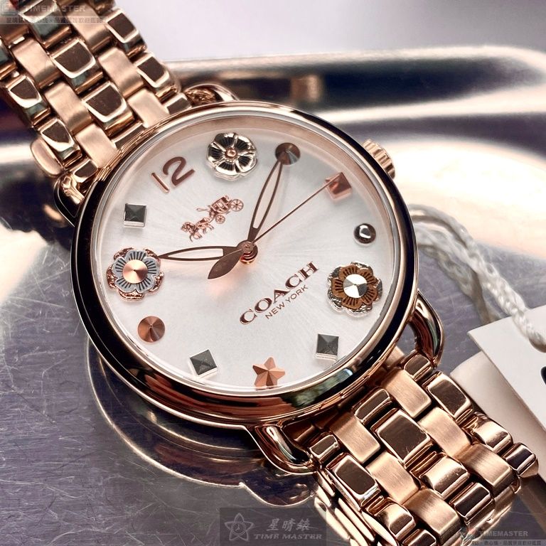 [星晴錶業]COACH手錶,36mm,CH00036白色錶面玫瑰金錶殼玫瑰金色精鋼錶帶款, , large