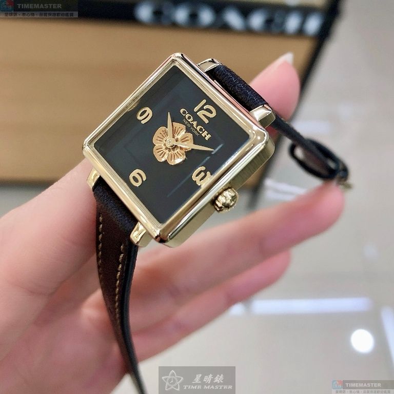 [星晴錶業]COACH手錶,22mm,CH00220黑色錶面金色錶殼深黑色真皮皮革錶帶款, , large